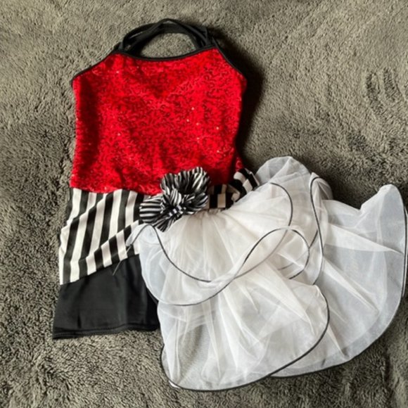 Weissman Red Sequin Jazz Tap Lyrical Dance Costume Girls Size MC - Picture 1 of 13